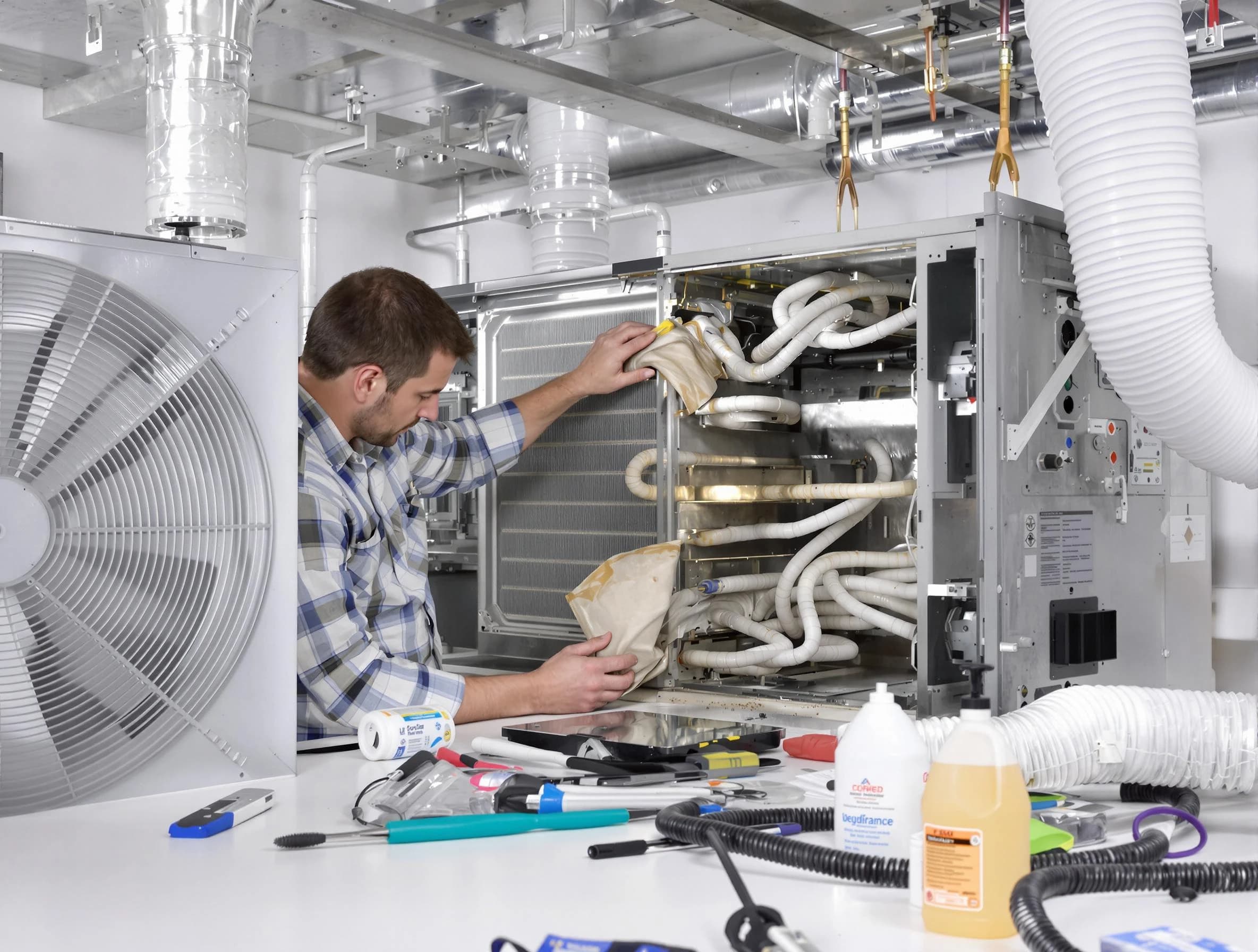 Tarrant Air Duct Cleaning specialist performing precision AC coil cleaning in Tarrant