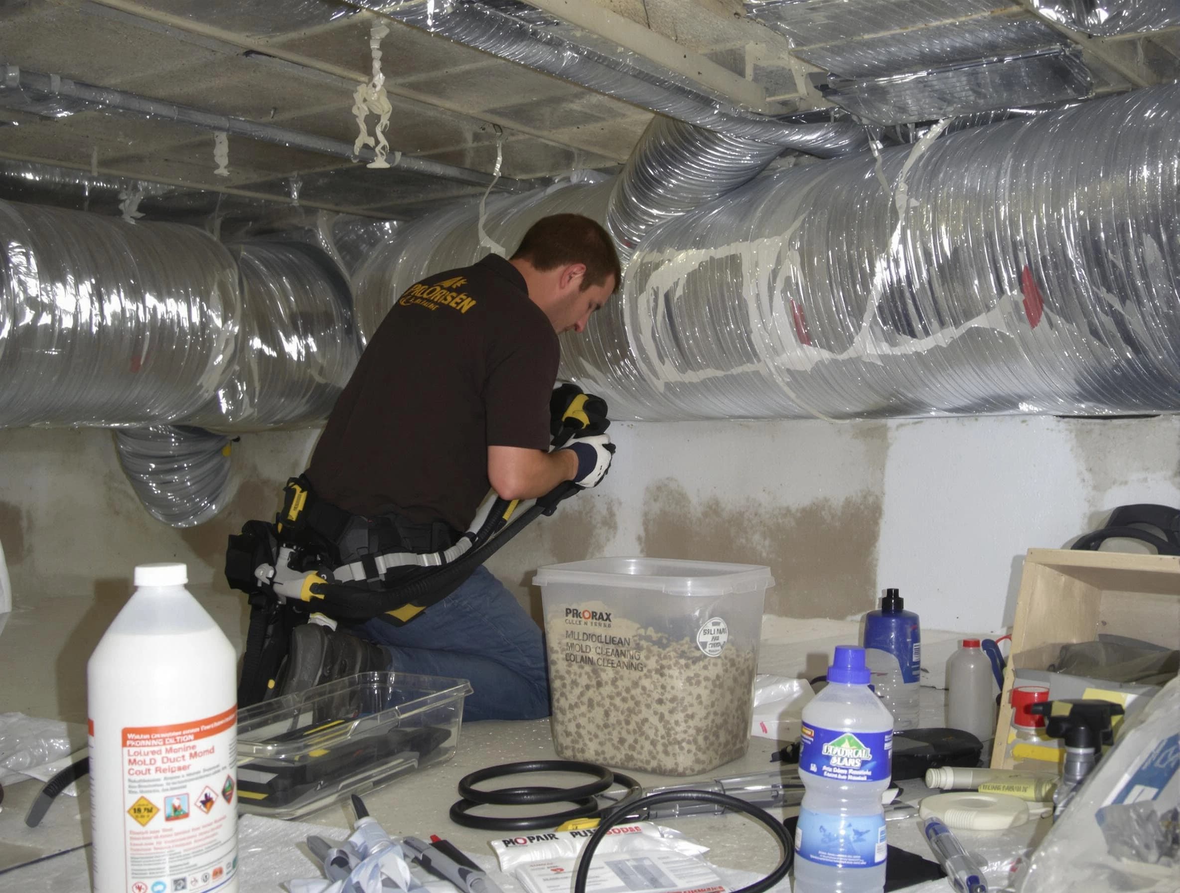 Tarrant Air Duct Cleaning specialist performing professional mold removal from air ducts in Tarrant