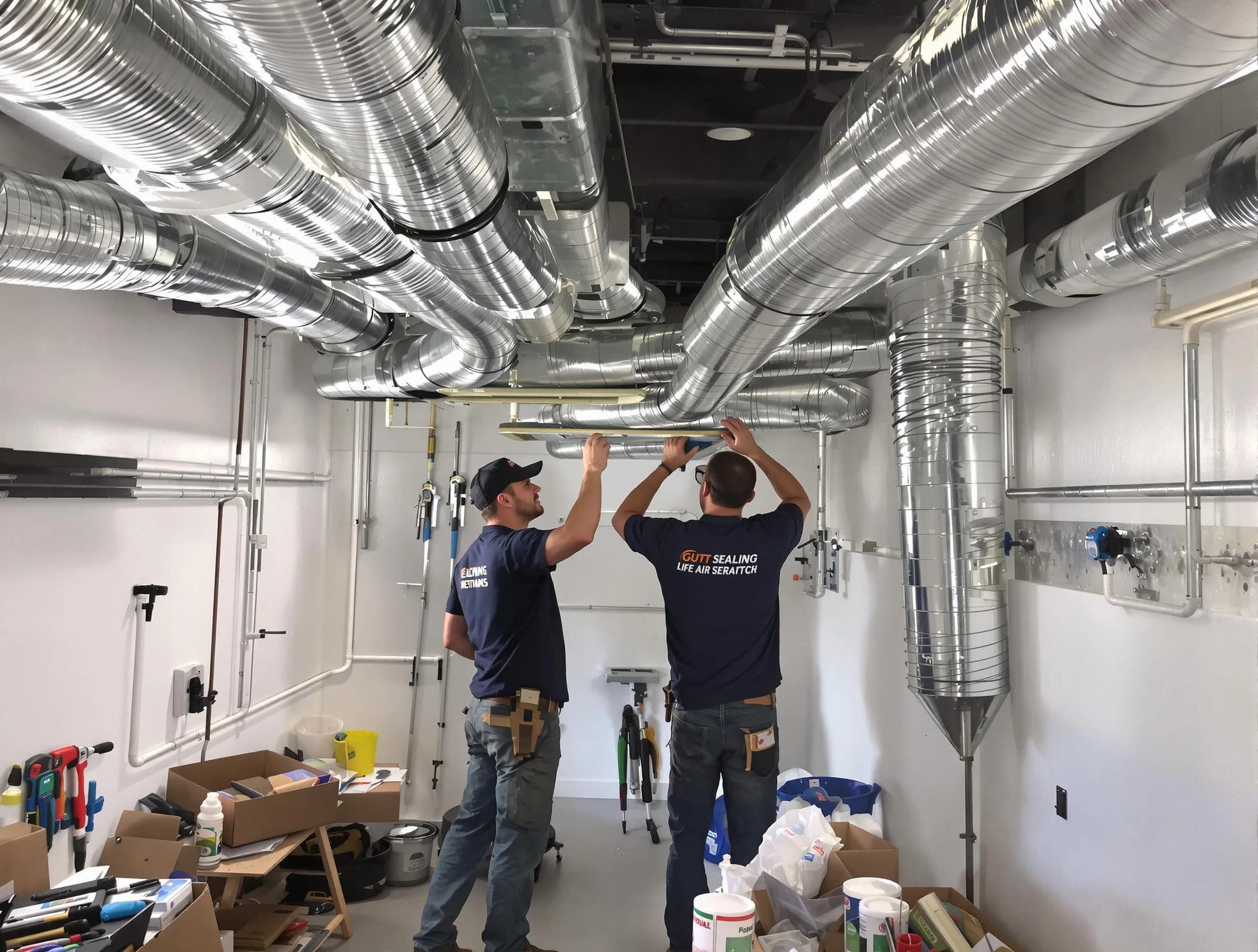 Tarrant Air Duct Cleaning technician applying professional duct sealing solutions in Tarrant