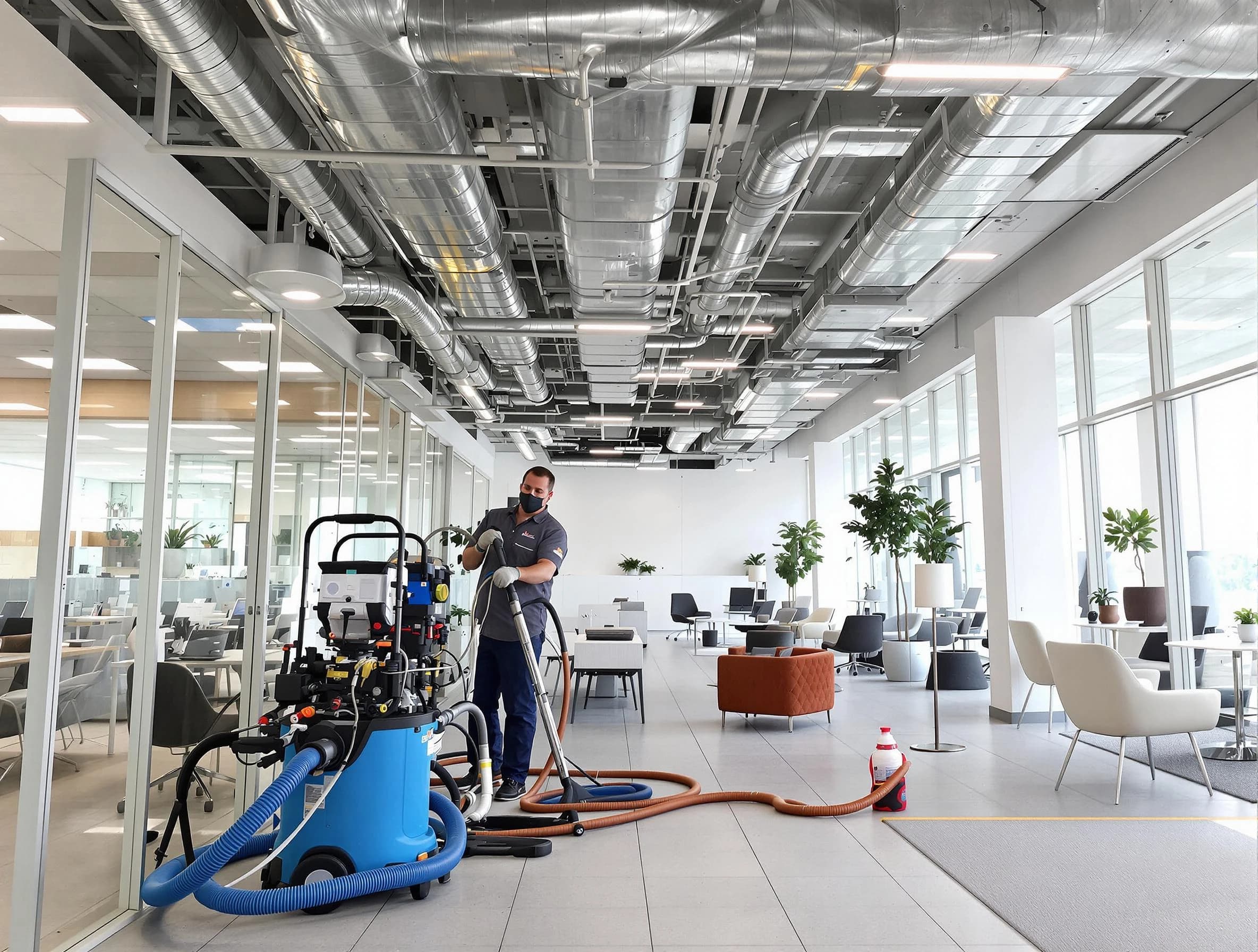 Tarrant Air Duct Cleaning team conducting comprehensive commercial duct cleaning at a business location in Tarrant