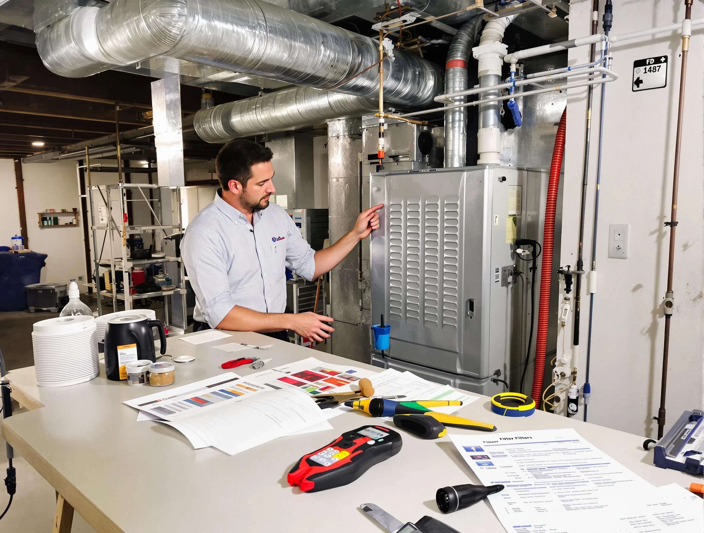 Tarrant Air Duct Cleaning inspector conducting detailed filter system evaluation using professional diagnostic tools in Tarrant