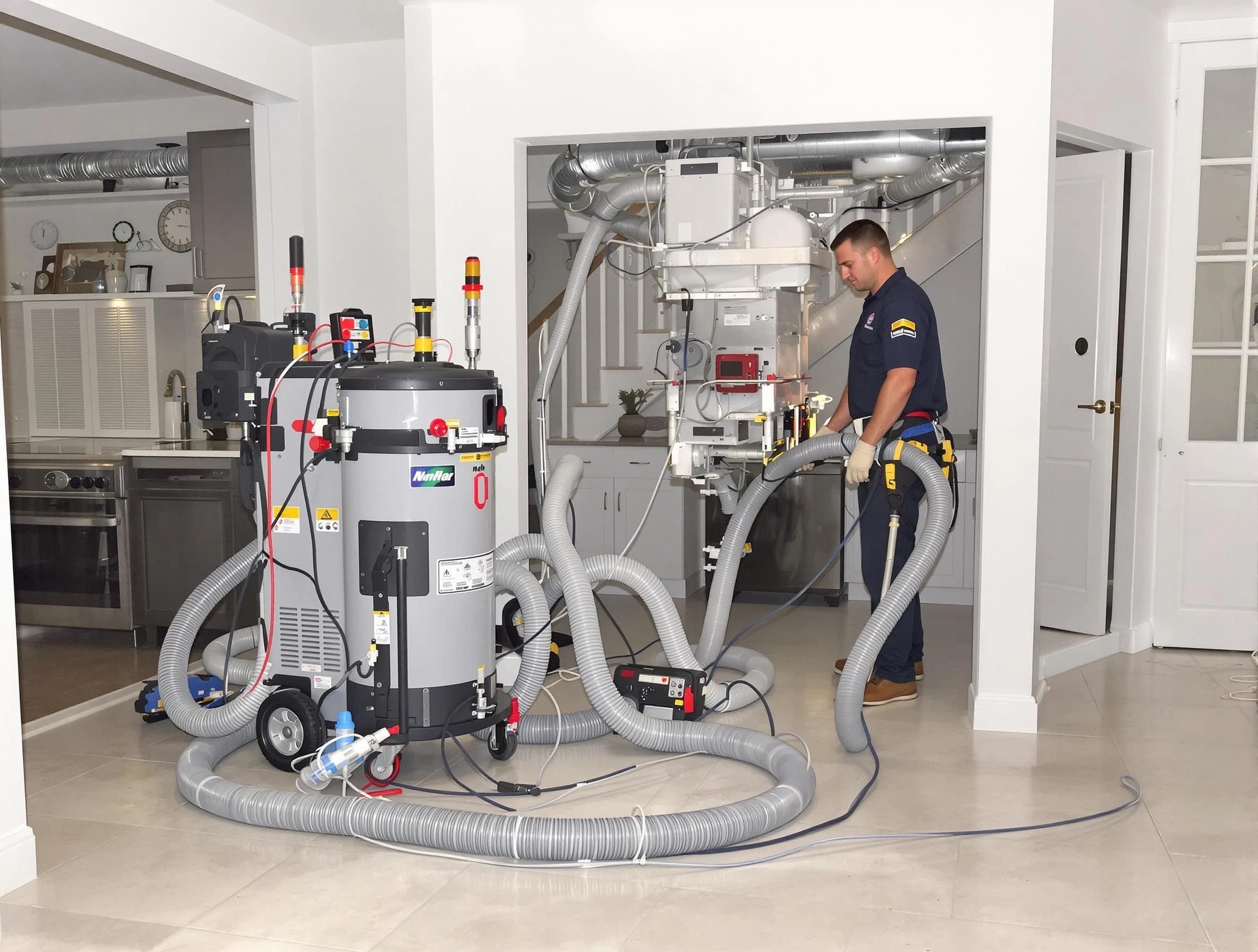 Tarrant Air Duct Cleaning technician operating negative pressure cleaning equipment for thorough duct maintenance in Tarrant