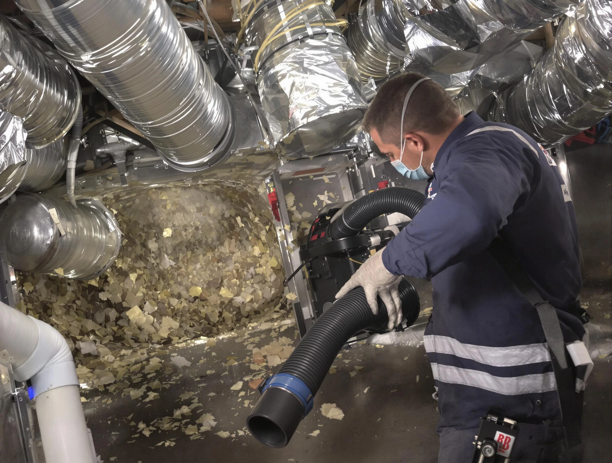 Tarrant Air Duct Cleaning specialist operating negative pressure cleaning equipment for thorough duct maintenance in Tarrant